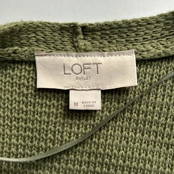 Loft Outlet Open Front Longline Olive Green Knit Duster Cardigan Size Medium - Picture 5 of 11